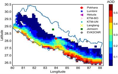 Aerosol Optical Depth Over the Nepalese Cryosphere Derived From an Empirical Model